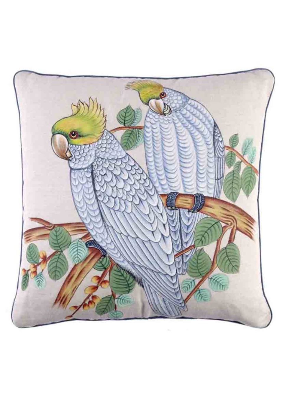 JOHN ROBSHAW TEXTILES Hand Painted Cockatoo Pillow